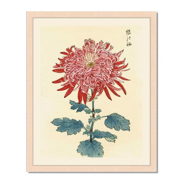 Obraz w ramie Liv Corday Asian Red Flower, 40x50 cm
