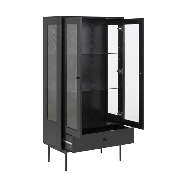 Czarna witryna w dekorze jesionu 75x152 cm Angus – Actona-image-3