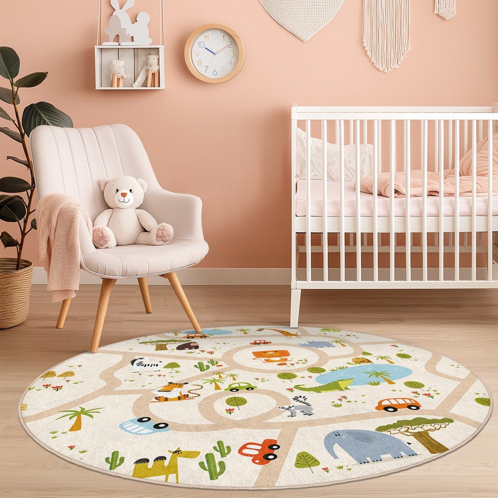 Dziecięcy dywan do zabawy odpowiedni do prania ø100 cm Savana Ride – Mila Home (zdjęcie 5)