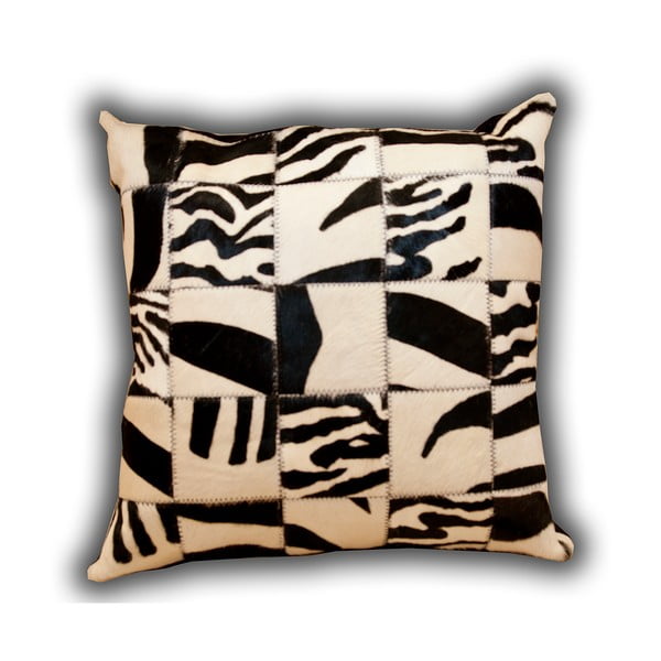 Poduszka z prawdziwej skóry Pipsa Zebra, 50x50 cm