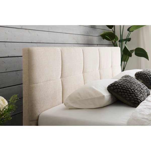 Beżowe tapicerowane łóżko dwuosobowe ze schowkiem ze stelażem 180x200 cm Nova – Meise Möbel-image-3