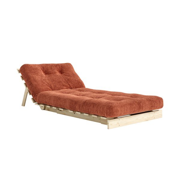 Rozkładany sztruksowy fotel futon w kolorze terakoty Roots – Karup-image-4