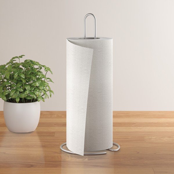 Stalowy stojak na ręczniki papierowe w kolorze srebra z połyskiem ø 14 cm Luxy – Metaltex-image-1