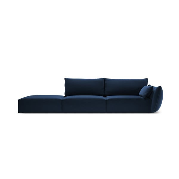 Ciemnoniebieska aksamitna sofa prawostronna 264 cm Vanda – Mazzini Sofas