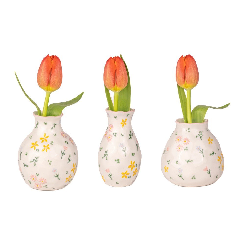 Kremowe kamionkowe wazony zestaw 3 szt. (wysokość 10 cm) Ditsy Floral – Sass & Belle (zdjęcie 4)
