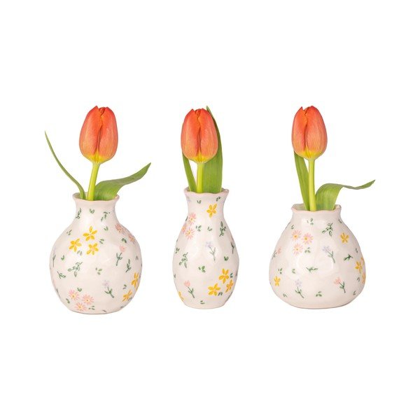 Kremowe kamionkowe wazony zestaw 3 szt. (wysokość 10 cm) Ditsy Floral – Sass & Belle-image-3
