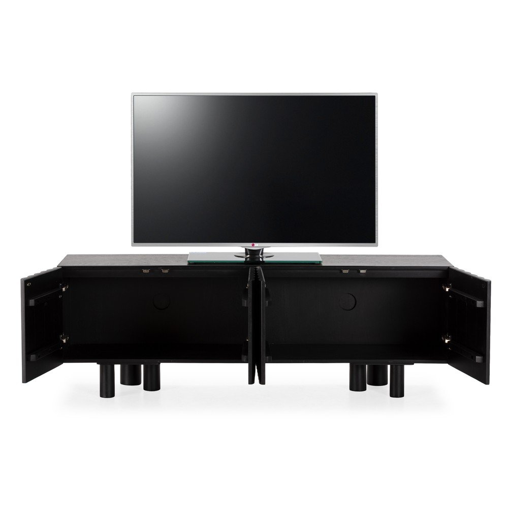 Czarna szafka pod TV z litego drewna mango 160x55x40 cm Tamira – MOME (zdjęcie 11)