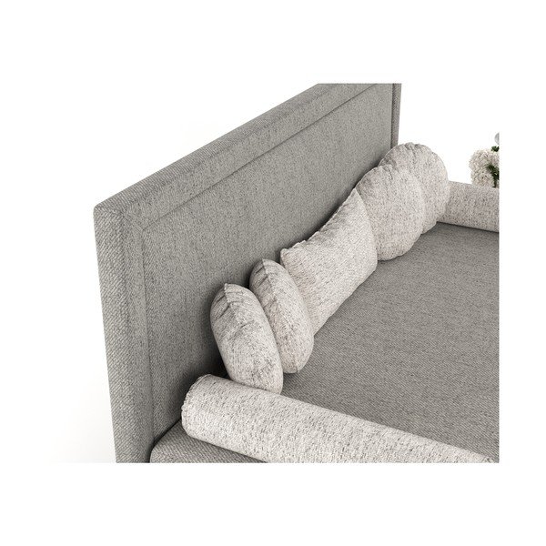 Szare tapicerowane łóżko jednoosobowe 100x200 cm Scala – Maison de Rêve-image-1