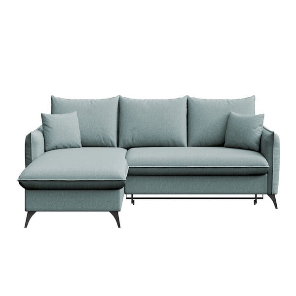 Jasnoniebieski rozkładany narożnik ze schowkiem (lewostronny/z szezlongiem) Brim – Rodier