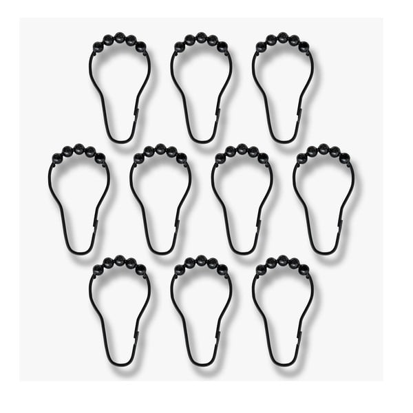 Czarne haczyki do zasłony prysznicowej zestaw 10 szt. Aqua – Mette Ditmer Denmark-image-3