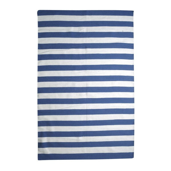 Dywan wełniany Geometry Stripes Blue & White, 200x300 cm