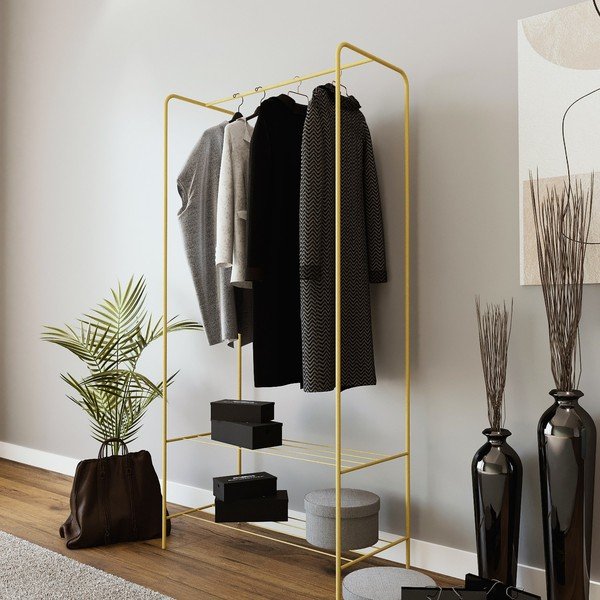 Metalowy stojak na ubrania w kolorze złota Frankenthal – Kalune Design-image-1