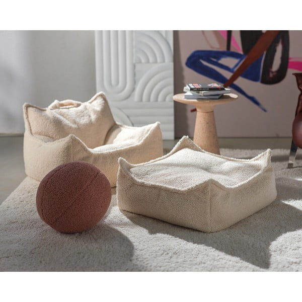 Kremowy dziecięcy worek do siedzenia z materiału bouclé Square – Wigiwama-image-3