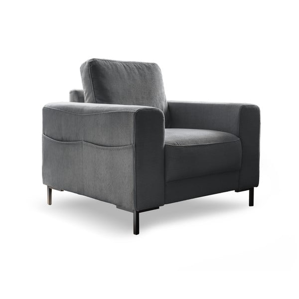 Ciemnoszary sztruksowy fotel Lofty Lilly – Miuform