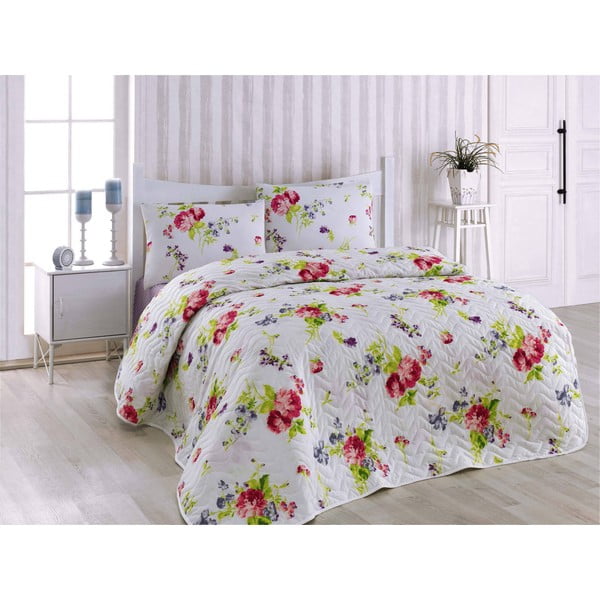 Narzuta na łóżko z poszewką na poduszkę Florance Lilac, 160x220 cm