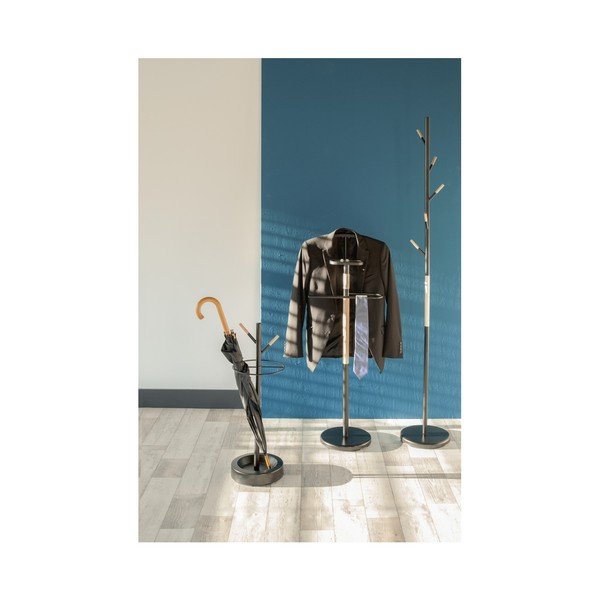 Czarny stojak na ubrania z drewnianymi detalami Leitmotiv Dress Boy-image-1