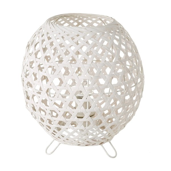 Biała bambusowa lampa stołowa (wys. 23 cm) – Casa Selección