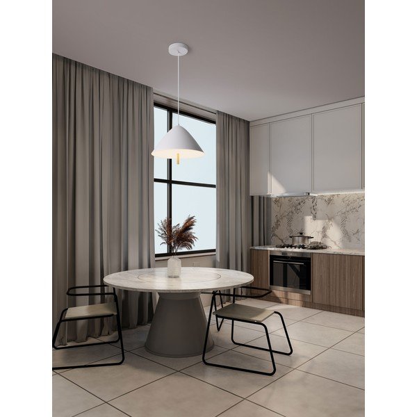 Biała metalowa lampa wisząca LED z metalowym kloszem ø 40 cm Oros – Nova Luce-image-2