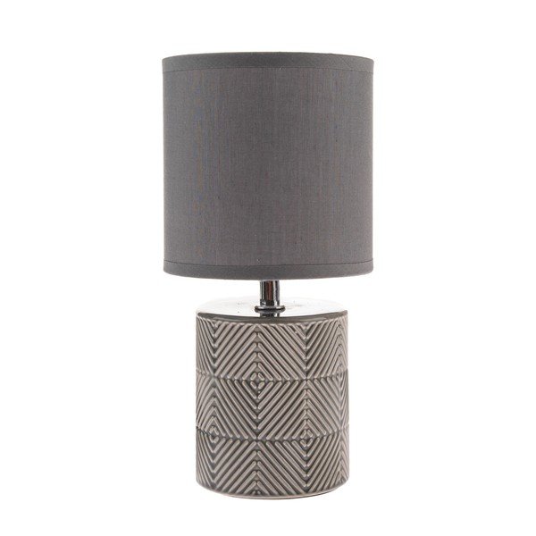 Szara lampa stołowa z tekstylnym kloszem (wysokość 27 cm) – Dakls