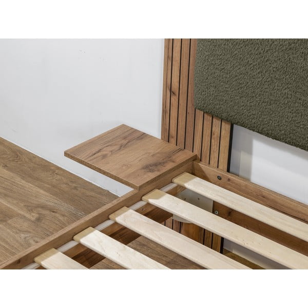 Zielone łóżko dwuosobowe ze stelażem 140x190 cm Lior – Bobochic Paris-image-3