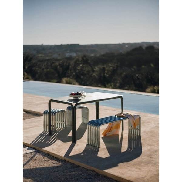 Metalowa ławka ogrodowa w kolorze srebra Nokk – noo.ma-image-2