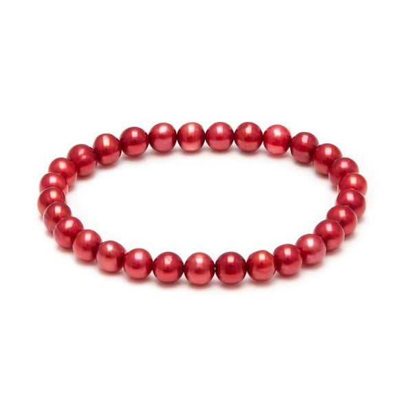 Czerwona perłowa bransoletka elastyczna Kyoto Pearl FreshWater 