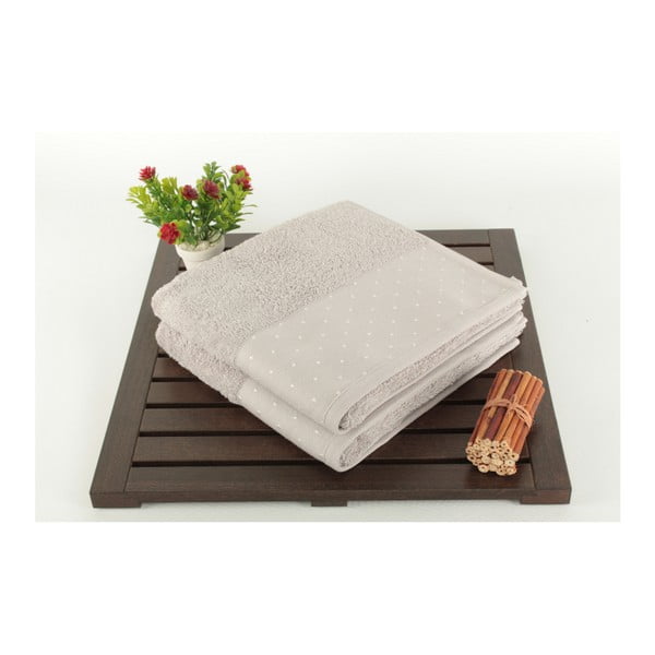 Zestaw 2 jasnoszarych ręczników bawełnianych Patricia, 50x90 cm