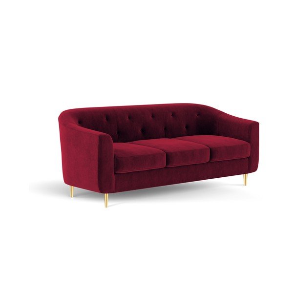 Czerwona aksamitna sofa Kooko Home Corde, 175 cm-image-4