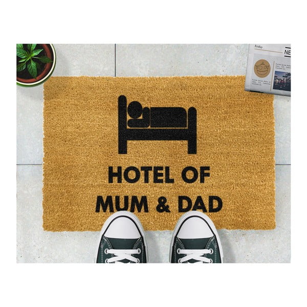 Wycieraczka z naturalnego włókna kokosowego Artsy Doormats Hotel Mum And Dad, 40x60 cm