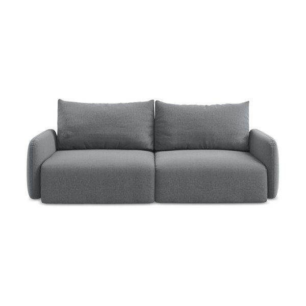 Szara aksamitna rozkładana/ze schowkiem sofa 238 cm Kalena – Makamii