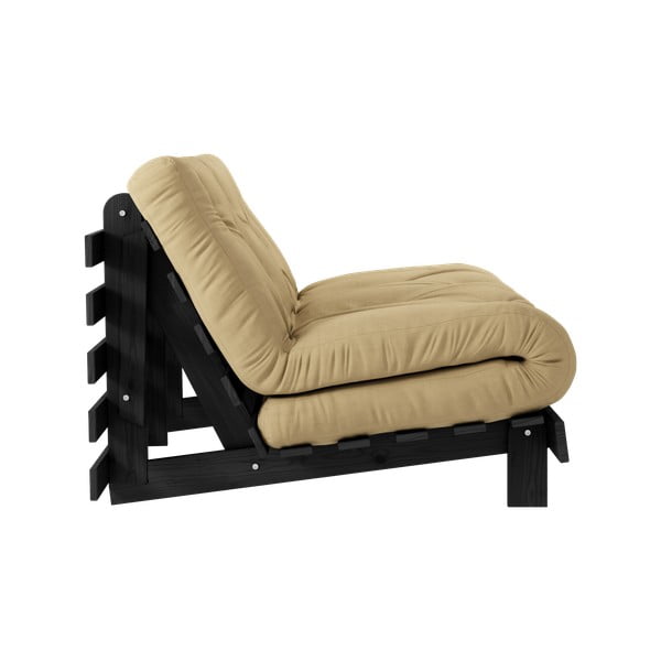 Musztardowa rozkładana sofa 140 cm Roots Black Night – Karup Design-image-4