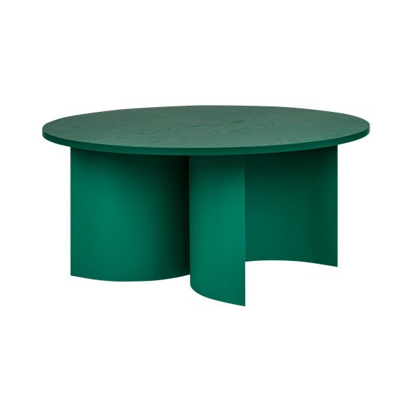 Zielony okrągły stolik z blatem w dekorze jesionu ø 95 cm Gavo – noo.ma