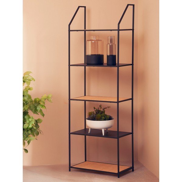 Czarny/w naturalnym kolorze metalowy regał 61x179x34 cm Depok – Premier Housewares-image-2
