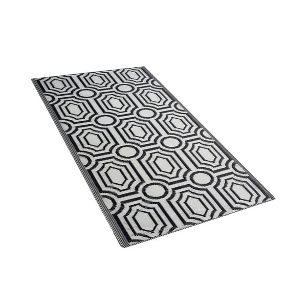 Czarno-biały dywan na zewnątrz Monobeli Mismo, 90x180 cm
