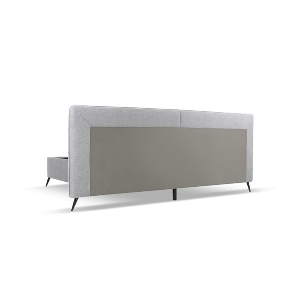 Szare tapicerowane łóżko dwuosobowe ze schowkiem i stelażem 180x200 cm Walter – Milo Casa-image-3