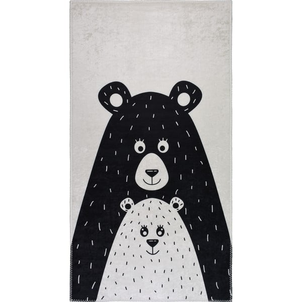 Czarno-biały dywan dziecięcy odpowiedni do prania 80x120 cm Bear Family – Vitaus