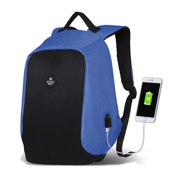 Czarno-niebieski plecak z portem USB My Valice SECRET Smart Bag