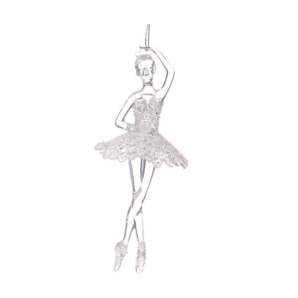 Wisząca świąteczna figurka baletnicy w kolorze srebra Dakls, wys. 17 cm