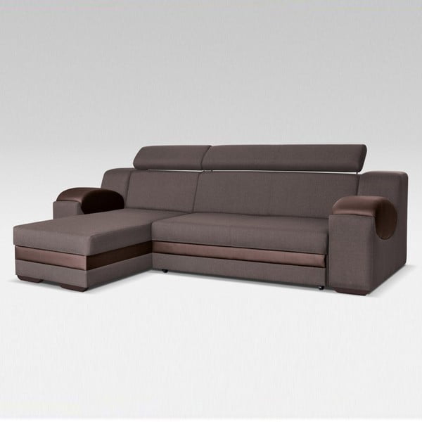 brązowa rozkładana sofa Mars Madrid, lewostronna