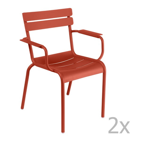 Zestaw 2 ceglanych krzeseł z podłokietnikami Fermob Luxembourg