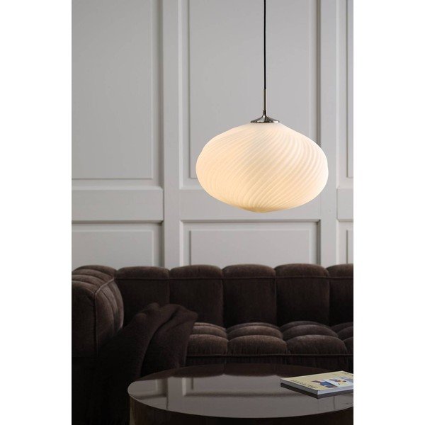 Biała/w kolorze srebra lampa wisząca z opalowego szkła ze ściemniaczem ø 50 cm Meringue – Jotex-image-1