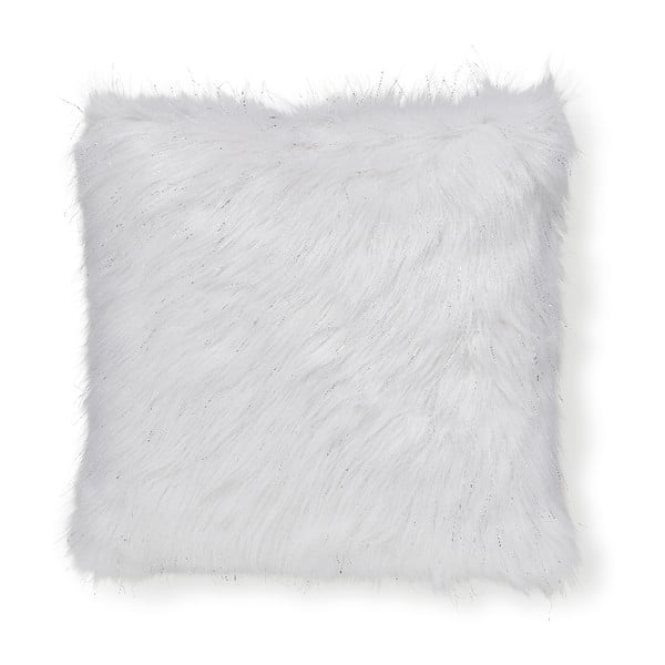 Biała poszewka na poduszkę z sztucznego futerka Catherine Lansfield Metallic Fur, 45x45 cm