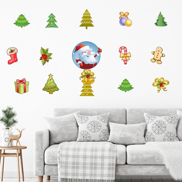 Zestaw 15 naklejek świątecznych Ambiance Santa Claus and his Christmas trees-image-2