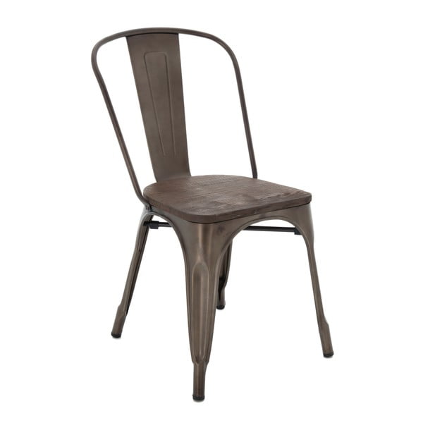 Brązowe krzesło z siedziskiem z drewna wiązu InArt Antique