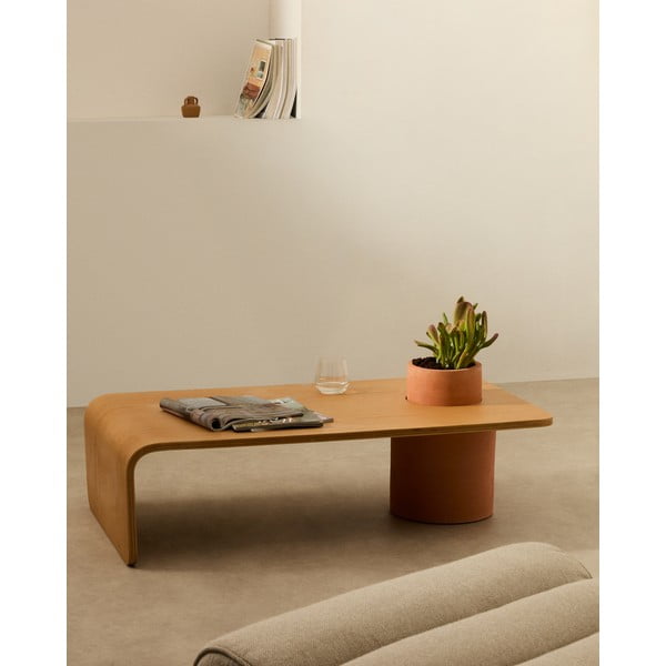 Okrągły stolik w dekorze jesionu w naturalnym kolorze 60x110 cm Olaria – Kave Home-image-1