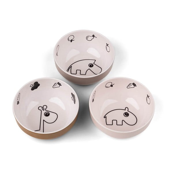 Różowe miseczki dla dzieci zestaw 3 szt. ø 11,5 cm Deer Friends – Done by Deer