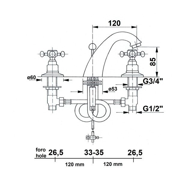 Bateria umywalkowa w kolorze brązu Antea – Sapho-image-1