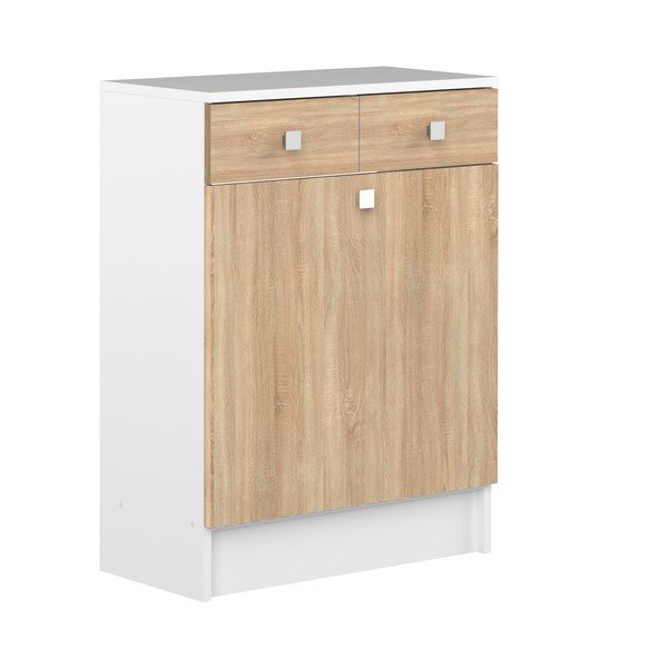 Biała niska szafka łazienkowa w dekorze dębu 60x82 cm Combi – TemaHome-image-2