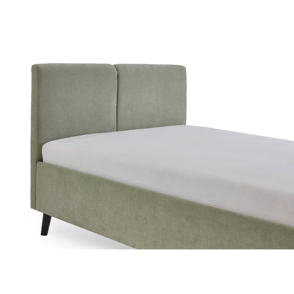 Jasnozielone tapicerowane łóżko dwuosobowe ze stelażem 140x200 cm Piano – Meise Möbel-image-4