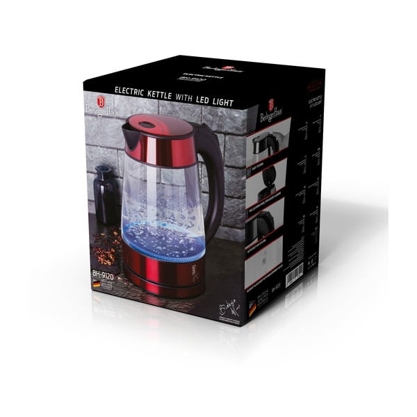 Czerwony czajnik elektryczny 1,7 l Burgundy Metallic Line – BerlingerHaus-image-4